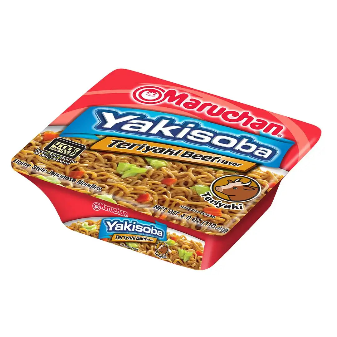Maruchan Yakisoba, Teriyaki Beef Flavor – Stir-Fried Japanese Instant Ramen Noodles, High Protein Microwavable Meal – 4 Oz. (8 Pack)