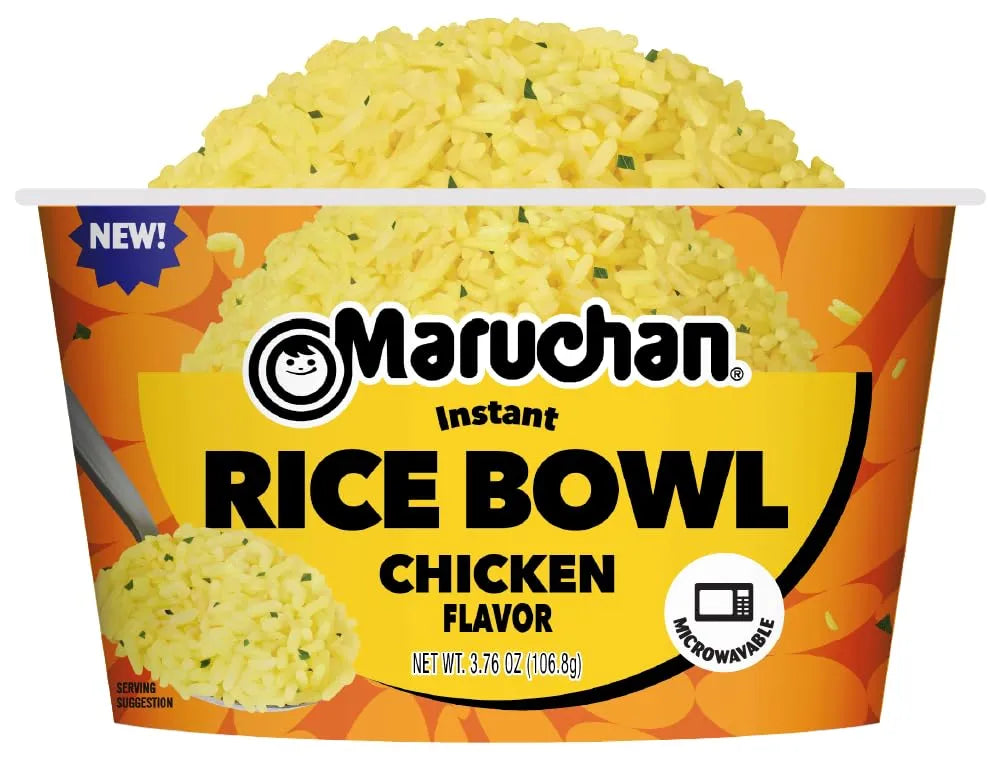 Maruchan Instant Rice Bowl, Chicken Flavor – Microwavable Quick & Easy Side Dish or Meal for Kids, Students and Busy Families – 3.76 Oz. (6 Pack)