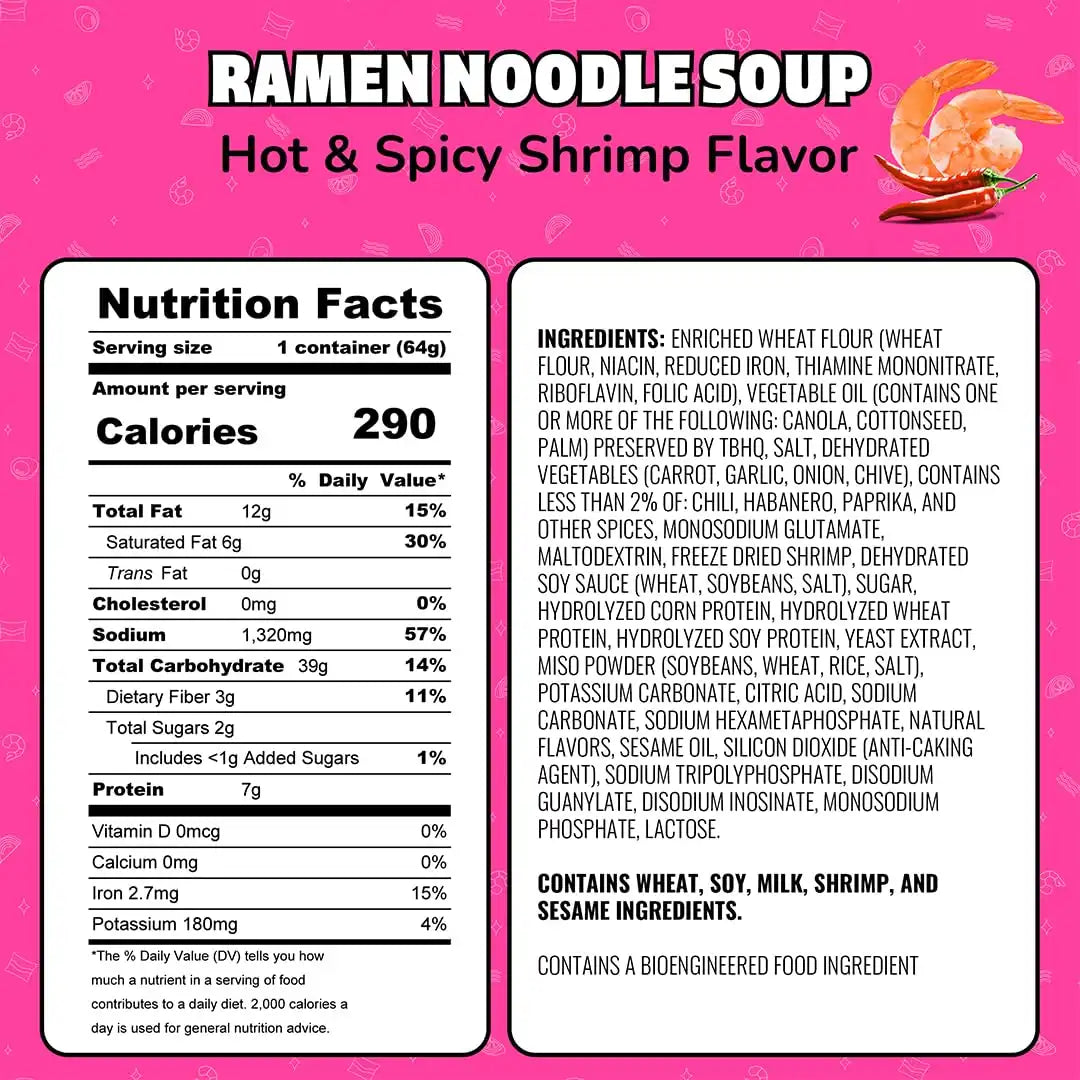 Maruchan Instant Lunch Ramen Noodles, Hot & Spicy Shrimp Flavor – Japanese-Style Instant Noodle Soup, Easy Meal Ready in 3 Minutes – 2.25 Oz. (12 Pack)