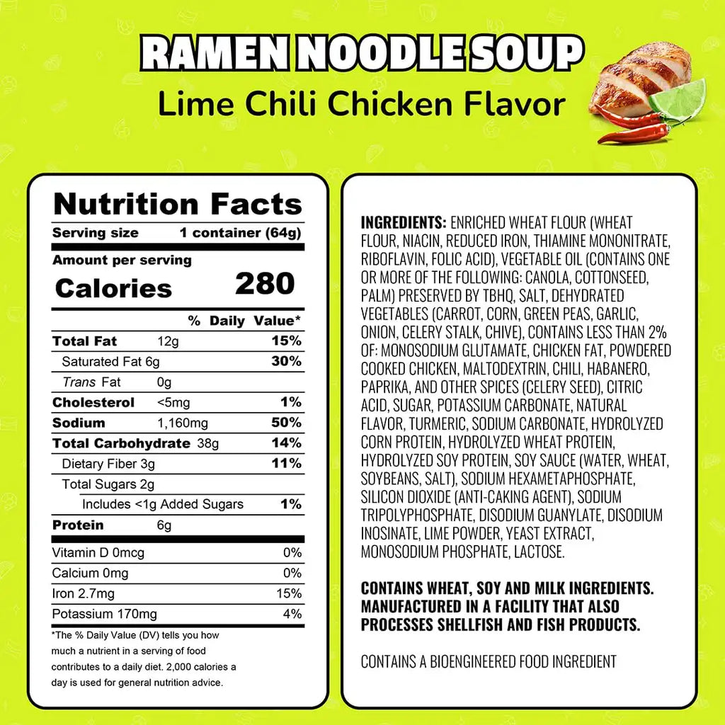 Maruchan Instant Lunch Ramen Noodles, Lime Chili Chicken Flavor – Japanese-Style Instant Noodle Soup, Easy Meal Ready in 3 Minutes – 2.25 Oz. (12 Pack)