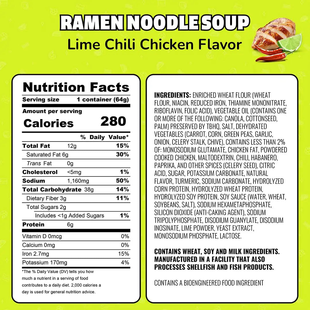 Maruchan Instant Lunch Ramen Noodles, Lime Chili Chicken Flavor – Japanese-Style Instant Noodle Soup, Easy Meal Ready in 3 Minutes – 2.25 Oz. (12 Pack)