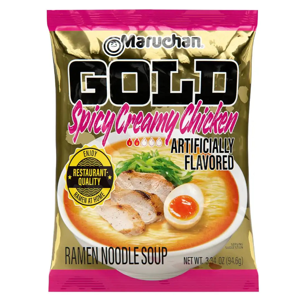 Maruchan Gold Ramen Noodle Soup, Spicy Creamy Chicken Flavor – Restaurant Quality Japanese-Style Instant Noodles, Quick & Easy Meal – 3.34 Oz. (5 Pack)
