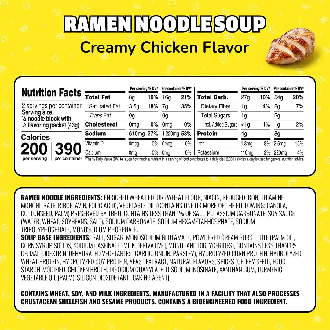 Maruchan Ramen Noodle Soup, Creamy Chicken Flavor – Japanese-Style Instant Noodles, Quick & Easy Meal for Students & Busy Families – 3 Oz. (24 Pack)