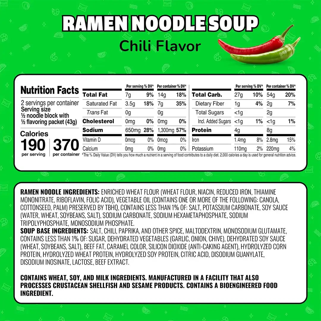 Maruchan Ramen Noodle Soup, Chili Flavor – Japanese-Style Instant Noodles, Quick & Easy Meal for Kids, Students & Busy Families – 3 Oz. (24 Pack)