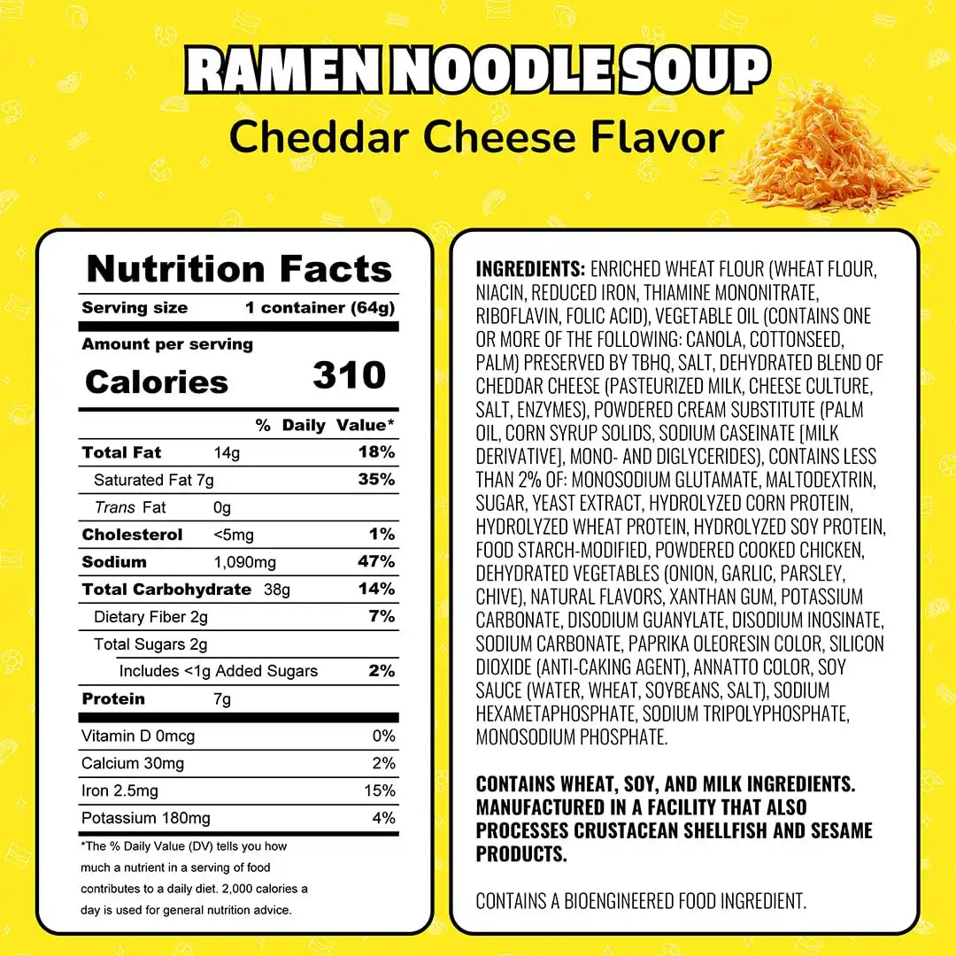 Maruchan Instant Lunch Ramen Noodles, Cheddar Cheese Flavor – Japanese-Style Instant Noodle Soup, Easy Meal Ready in 3 Minutes – 2.25 Oz., (Pack of 24)