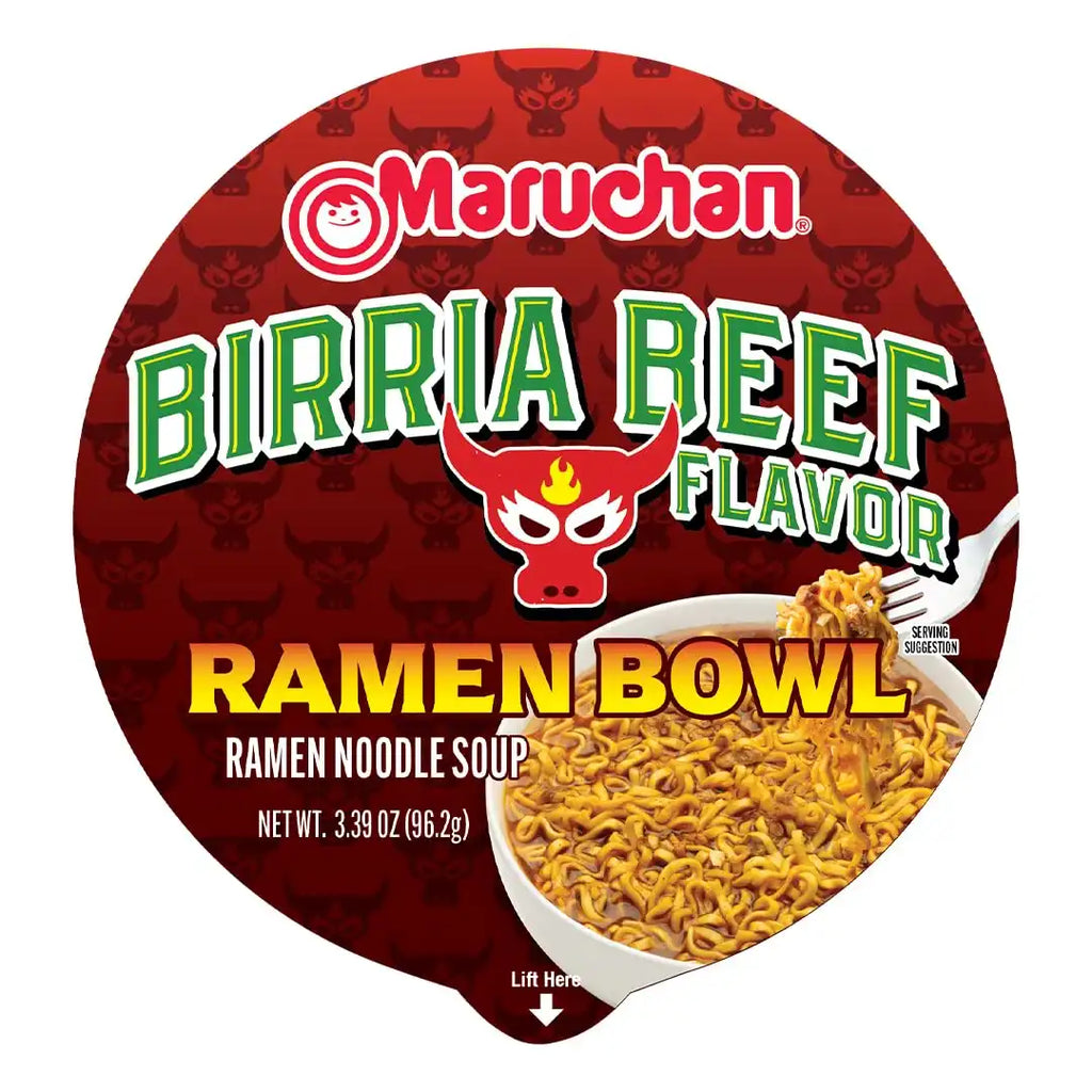 Maruchan Ramen Bowl, Birria Beef Flavor – Japanese-Style Instant Noodle Soup, Microwaveable Easy Meal for Students & Busy Families – 3.39 Oz. (6 Pack)