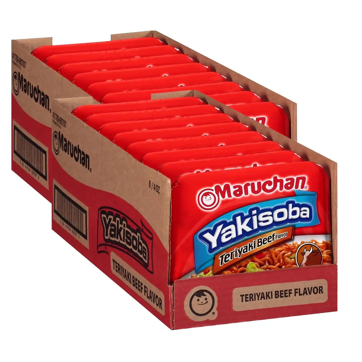 Maruchan Yakisoba Teriyaki Beef, Japanese Instant Ramen Noodles, 4 Oz, 8 Count (Pack of 2)