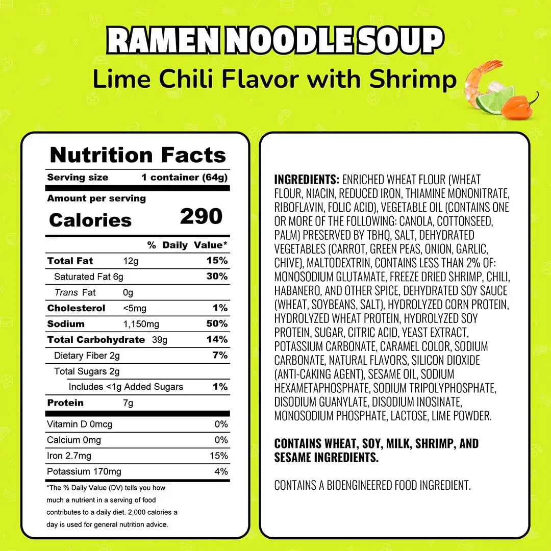 Maruchan Instant Lunch Ramen Noodles, Lime Chili with Shrimp – Japanese-Style Instant Noodle Soup, Easy Meal Ready in 3 Minutes – 2.25 Oz. (12 Pack)