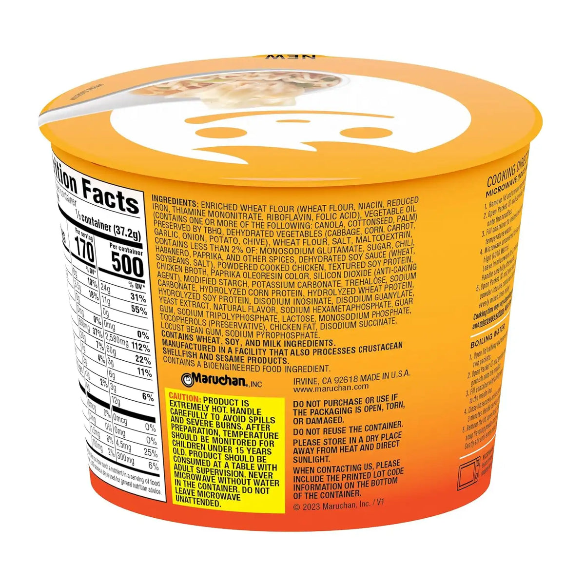 Maruchan Wonton Ramen Bowl, Hot & Spicy Chicken Flavor – Japanese-Style Instant Noodle Soup, Microwaveable Easy Meal – 3.93 Oz. (6 Pack)