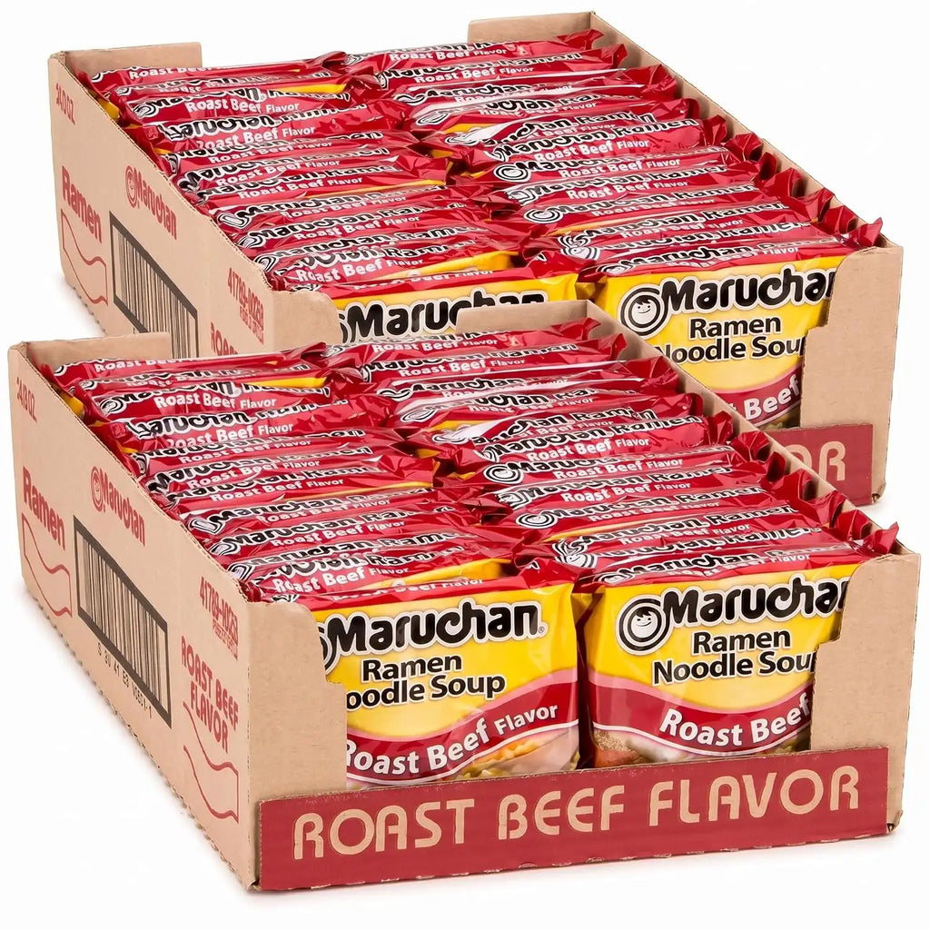 Maruchan Ramen Roast Beef,Instant Ramen Noodles,Ready to Eat Meals,3 Oz,(Pack of 48)