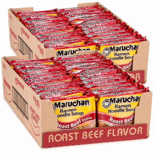 Maruchan Ramen Roast Beef,Instant Ramen Noodles,Ready to Eat Meals,3 Oz,(Pack of 48)