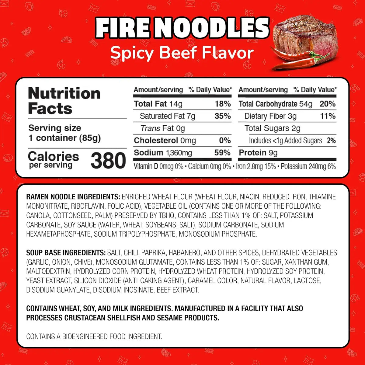 Maruchan Ramen Noodle Soup, FIRE Spicy Beef Flavor – Japanese-Style Instant Noodles, Quick & Easy Meal for Kids, Students & Busy Families – 3 Oz. (22 Pack)