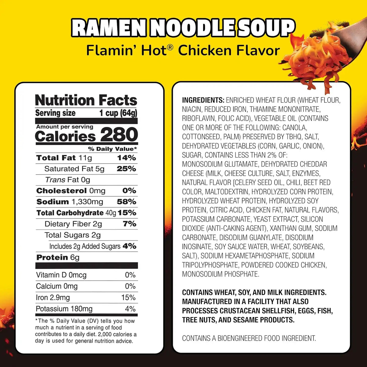 Maruchan Instant Lunch Ramen Noodles, Flamin' Hot Chicken Flavor – Japanese-Style Instant Noodle Soup, Easy Meal Ready in 3 Minutes – 2.25 Oz. (12 Pack)