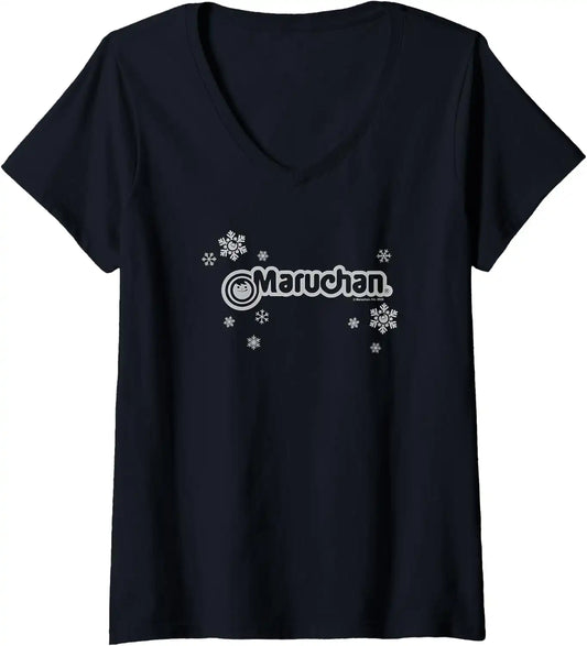 Maruchan Instant Lunch Christmas Snow Flakes Holiday Logo V-Neck T-Shirt