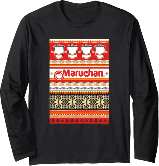 Maruchan Christmas Instant Lunch Ugly Sweater Style Long Sleeve T-Shirt