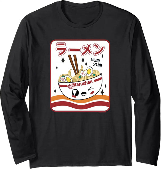 Maruchan Instant Lunch Kawaii Katakana Ramen Bowl Portrait Long Sleeve T-Shirt