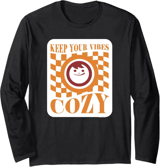 Maruchan Keep Your Vibes Cozy Checker Smiley Face Logo Long Sleeve T-Shirt
