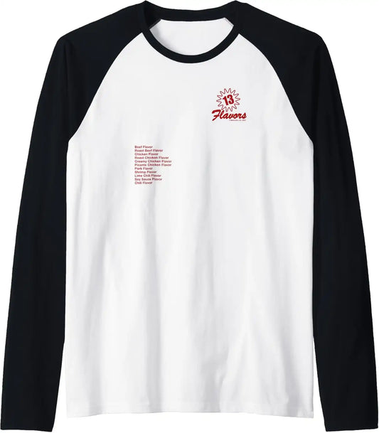 Maruchan 13 Flavors Ramen Noodle List Raglan Baseball Tee