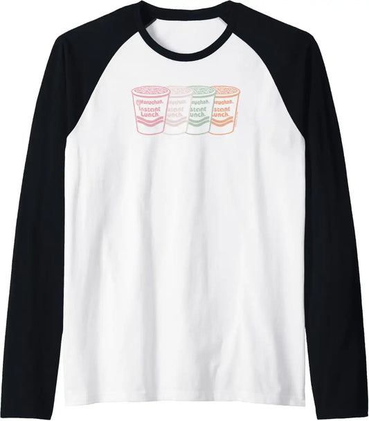 Maruchan Instant Lunch Multi Cups Colorful Line Art Raglan Baseball Tee