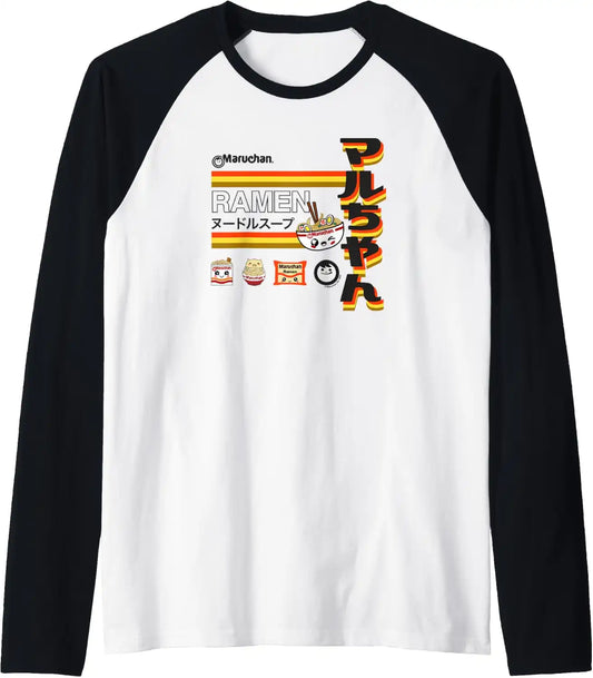 Maruchan Ramen Cute Anime Faces Poster Raglan Baseball Tee