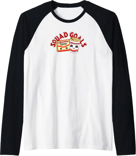 Maruchan Instant Lunch Squad Goals Noodle Friendship Kawaii Raglan Baseball Tee