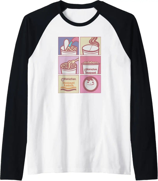 Maruchan Instant Lunch Boxed Up Cooking Instructions Panel Raglan Baseball Tee