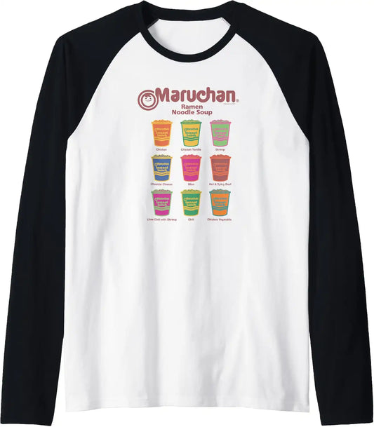 Maruchan Instant Lunch Noodle Cup Flavors Colour Pop Raglan Baseball Tee