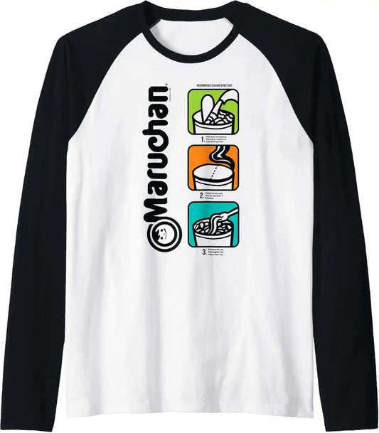 Maruchan Instant Lunch Cooking Directions Icons Raglan Baseball Tee