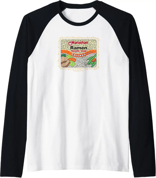 Maruchan Instant Lunch Chicken Flavor Art Raglan Baseball Tee