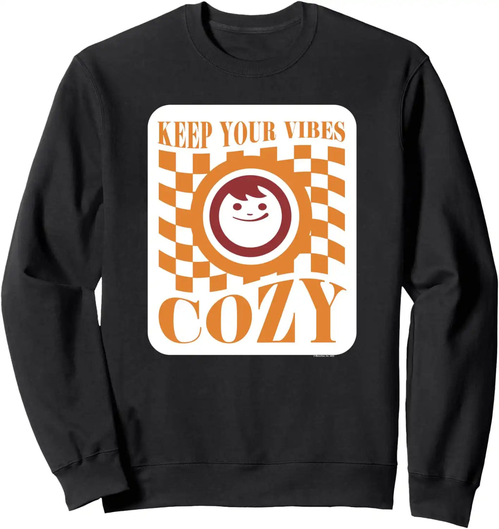 Maruchan Keep Your Vibes Cozy Checker Smiley Face Logo Sweatshirt