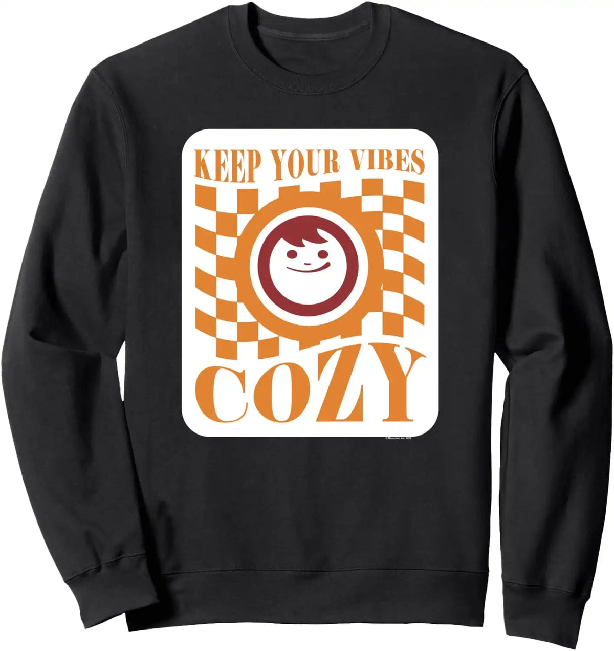 Maruchan Keep Your Vibes Cozy Checker Smiley Face Logo Sweatshirt