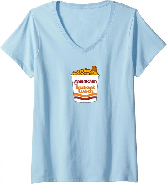 Womens Maruchan Ramen Noodle Cup With Chop Sticks V-Neck T-Shirt