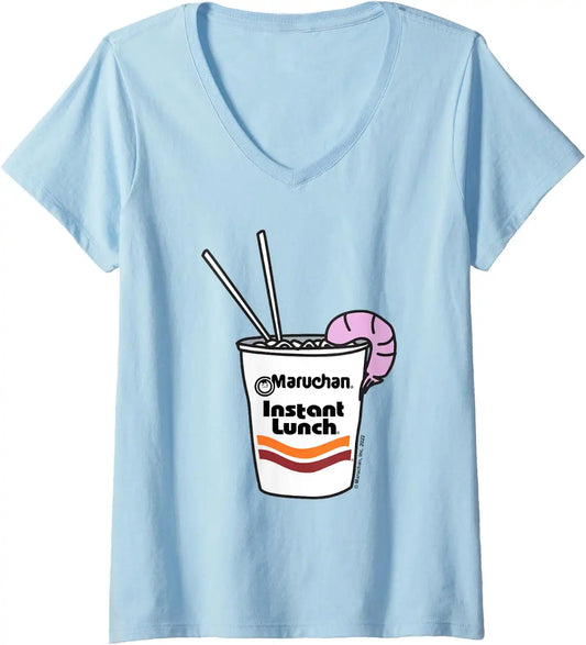Maruchan Instant Lunch Ramen Cup Drawing Shrimp Logo V-Neck T-Shirt