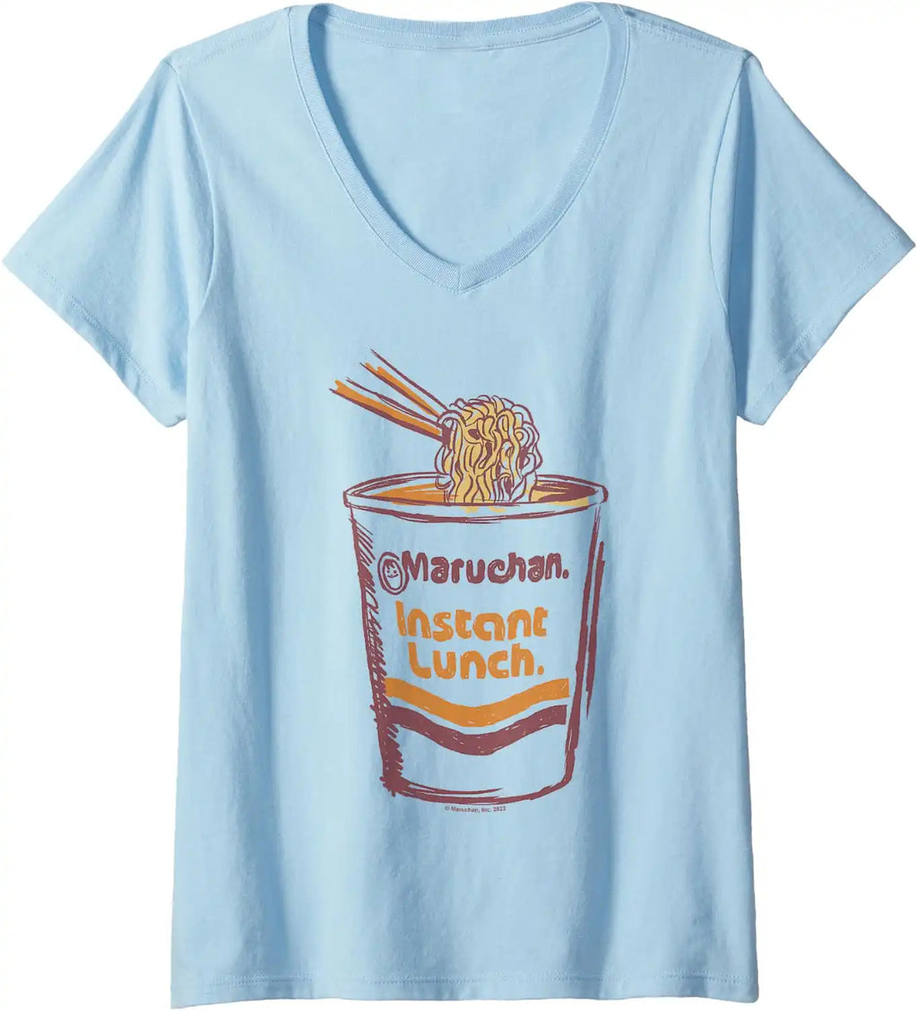 Womens Maruchan Instant Lunch Ramen Cup Art Logo V-Neck T-Shirt