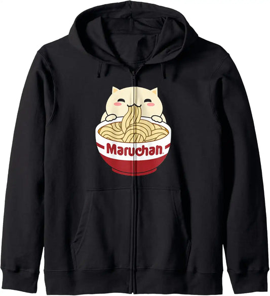 Maruchan Instant Lunch Cute Cat Ramen Bowl Logo Zip Hoodie