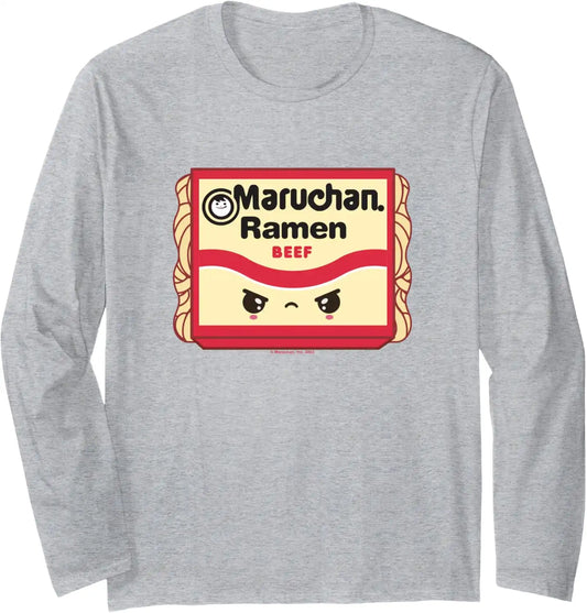 Maruchan Ramen Beef Flavor Angry Kawaii Package Long Sleeve T-Shirt