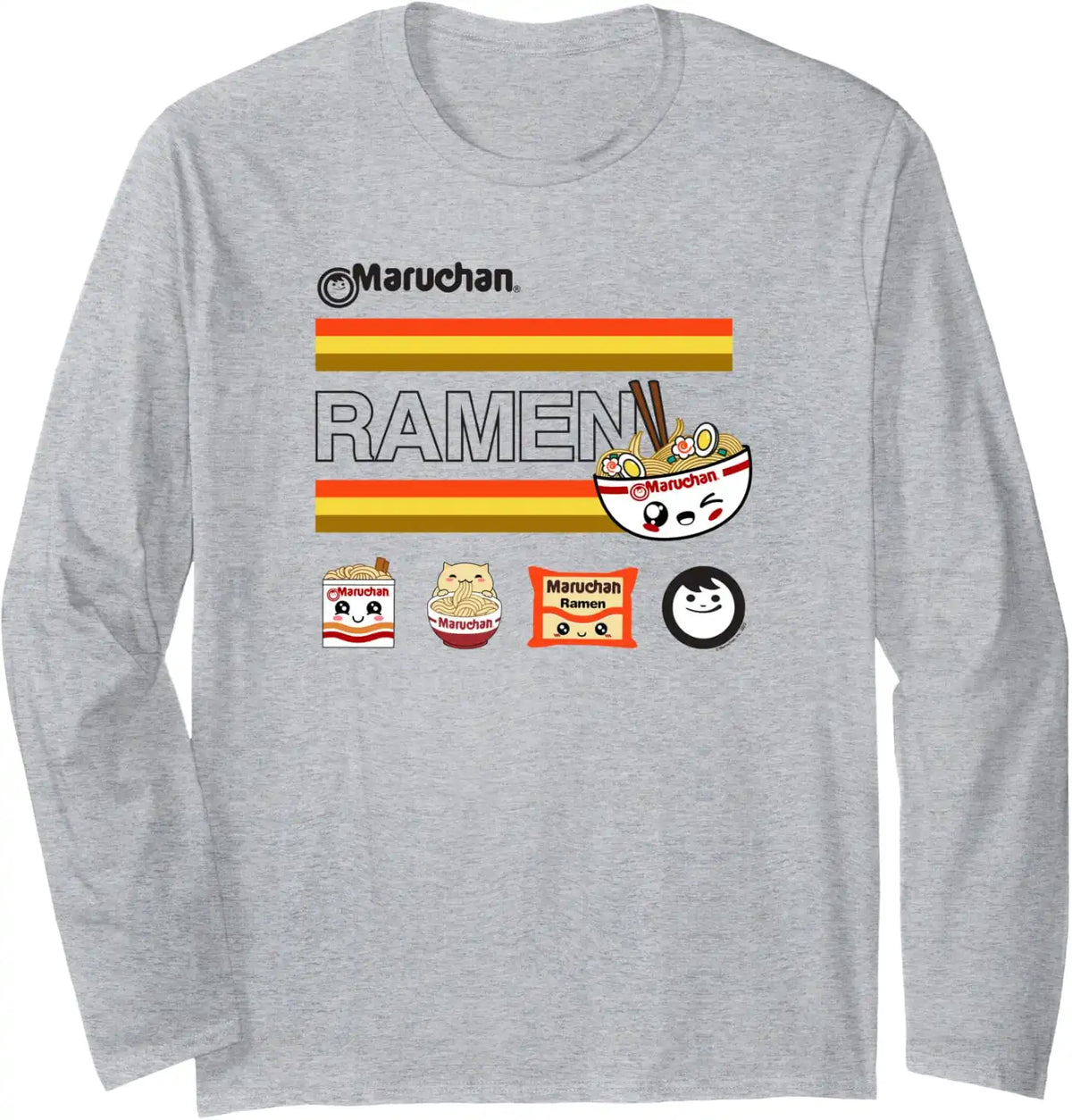 Maruchan Ramen Cute Anime Faces Logo Long Sleeve T-Shirt