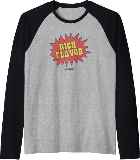 Maruchan Instant Lunch Rich Flavor Comic Onomatopoeia Raglan Baseball Tee