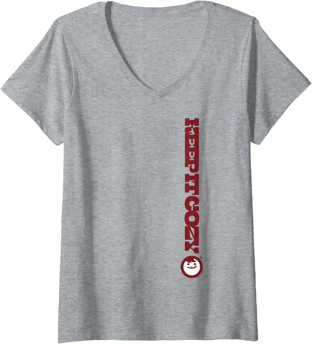 Maruchan Keep It Cozy Vertical Text Logo V-Neck T-Shirt